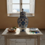 Handmade Ceramic Shah Jar (30cm) Classic Blue and Turquoise Hatayi Lotus Pattern Vase - Image 5