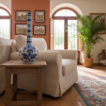 Handmade Ceramic Long-Neck Vase (25cm) - Classic Blue & White Floral Art - Iznik Decor - Image 4