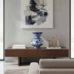 Handmade Ceramic "Kandil" Vase (30cm) Rare 3-Handled Design Blue & White Floral Centerpiece - Image 3