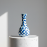 Handmade Ceramic "Gonca" Bud Vase (25cm) White & Blue Cloud Pattern - Minimalist Single Stem Vessel - Image 2