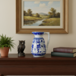 Handmade Ceramic Pitcher Vase (20cm) Royal Cobalt Blue and White Palace Garden - Image 5