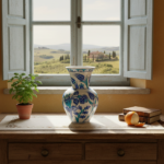 Handmade Ceramic Vase (20cm) - Blue & Turquoise Tulips - Cool Ocean Palette - Image 3