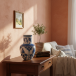 Handmade Ceramic Vase (20cm) - Classic Blue & White Tulips with Petal Collar - Traditional Iznik Decor - Image 4