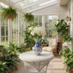 Handmade Ceramic Classic Vase (30cm) - Cobalt Blue Shoulder & Spring Blossoms - Timeless Floral Decor - Image 2