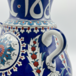 Handmade Ceramic Kandil Vase (50cm) Cobalt Blue Calligraphy Triple Handled Form - Image 5