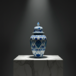 Handmade Ceramic Shah Jar (30cm) Classic Blue and Turquoise Hatayi Lotus Pattern Vase