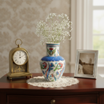 Handmade Ceramic Vase (20cm) - Classic Iznik Red Tulips & Blue Petal Collar - Traditional Floral Art - Image 3