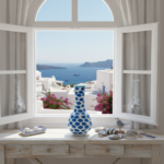 Handmade Ceramic "Gonca" Bud Vase (25cm) White & Blue Cloud Pattern - Minimalist Single Stem Vessel - Image 5