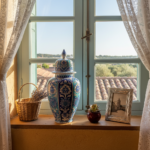 Handmade Ceramic Shah Vase (30cm) Turquoise and Dark Blue Vertical Panels Temple Jar - Image 3
