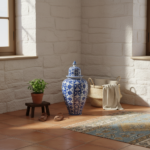 Handmade Ceramic Grand Shah Jar (60cm) Baba Nakkas Style Rumi & Hatayi Blue White Floor Vase - Image 2