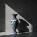 Handmade Ceramic Palace Vase (50cm) Stylized Red Roses and Rumi Borders Pedestal Urn - Image 3