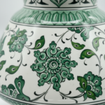 Handmade Ceramic King Vase (30cm) Emerald Green Hatai Pattern Pedestal Form - Image 5