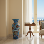 Handmade Ceramic Grand Column Vase (60cm) Embossed Aegean Aquarium & Coral Reef Floor Vase - Image 3