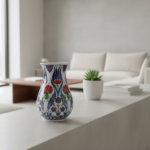 Handmade Ceramic Vase (20cm) Traditional Turkish Tulip & Carnation Pattern - Pear Shaped (Armudi) Art Decor - Image 2