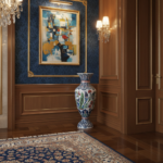 Handmade Ceramic Grand Palace Vase (50cm) Imperial Rumi Patterns and Mixed Florals Pedestal Urn Form - Image 7