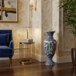 Handmade Ceramic Grand Palace Vase (50cm) Imperial Rumi Patterns and Mixed Florals Pedestal Urn Form - Image 8