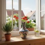 Handmade Ceramic Flared Vase (30cm) - Colorful Ottoman Tulips - Rustic Farmhouse Home Decor - Image 4