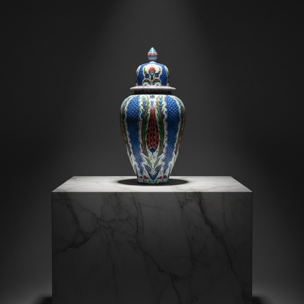 grand-shah-vase-60cm-blue-scale-tulip-sculptural Handmade Ceramic Grand Shah Vase with Lid (60cm) Blue Scale and Imperial Tulip - Image 1