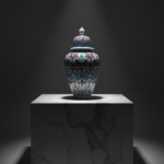 Handmade Ceramic Grand Shah Vase with Lid (60cm) Imperial Floral Lattice Pattern