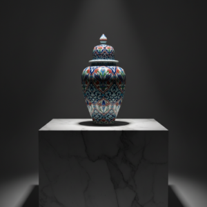 Handmade Ceramic Grand Shah Vase with Lid (60cm) Imperial Floral Lattice Pattern