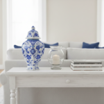 Handmade Ceramic Faceted Ginger Jar (30cm) - Classic Blue & White Lotus Pattern - Large Lidded Decor - Image 2