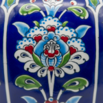 Handmade Ceramic Shah Vase (30cm) Royal Cobalt Blue Background Floral Temple Jar - Image 3