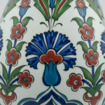 Handmade Ceramic "Nightingale" Surahi Jar (30cm) - Lidded Blue Carnation & Tulip Art - Image 3