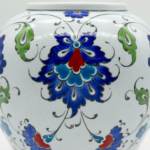 Handmade Ceramic Lidded Jar (20cm) Blue and Turquoise Floral Ginger Vase Kupecik - Image 4