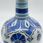 Handmade Ceramic Long-Neck Vase (25cm) - Classic Blue & White Floral Art - Iznik Decor - Image 3