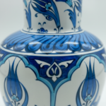 Handmade Ceramic Vase (20cm) - Classic Blue & White Tulips with Petal Collar - Traditional Iznik Decor - Image 5