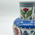 Handmade Ceramic Vase (20cm) - Classic Iznik Red Tulips & Blue Petal Collar - Traditional Floral Art - Image 4