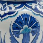 Handmade Ceramic "Kupecik" Ginger Jar (20cm) - Blue Iznik Tulips on Stippled Dotwork - Lidded Vase - Image 3