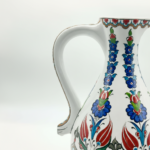 Handmade Ceramic "Ibrik" Pitcher Vase (25cm) - Red Tulip & Blue Hyacinth Pattern - Traditional Turkish Ewer - Image 4