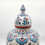 Handmade Ceramic "Vezir" Vase (30cm) - Lidded Design with Colorful Ottoman Tulips - Traditional Home Decor - Image 5