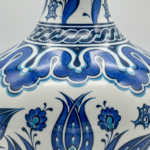 Handmade Ceramic Lidded Vase (30cm) - Blue & White Tulips & Cloud Collar - Classic Iznik Decor - Image 4