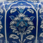 Handmade Ceramic Lidded Jar (30cm) The Shah Vase Cobalt Blue Ground and White Floral Panels - Image 3