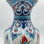 Handmade Ceramic Faceted Vase (25cm) - Rumi Neck & Red Tulips - Hexagonal Form - Image 4