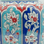 Handmade Ceramic Jar (25cm) "Aegean Columns" Design - Rhythmic Cobalt & Turquoise Architecture - Image 4