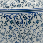 Handmade Ceramic Vase (20cm) - Blue and White Golden Horn Halic Pattern - Spiral Scrolls Design - Image 4