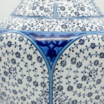 Handmade Ceramic Vase (30cm) - Golden Horn "Halic" Spirals - Blue & White Iznik Decor - Image 4