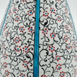 Handmade Ceramic Conical Vase (25cm) - Golden Horn "Halic" Spiral Pattern & Turquoise Panels - Image 4