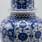 Handmade Ceramic Grand Shah Jar (60cm) Baba Nakkas Style Rumi & Hatayi Blue White Floor Vase - Image 4