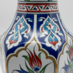 Handmade Ceramic Faceted Vase (25cm) - Iznik Floral Arches & Panels - Geometric Art Decor - Image 3