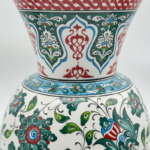 Handmade Ceramic "Kandil" Vase (30cm) - Classic Ottoman Form - Polychrome Red & Green Floral Art - Image 3