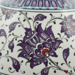 Handmade Ceramic Tri Handled King Vase (30cm) Purple and Turquoise Hatai Pattern - Image 4