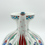 Handmade Ceramic Ewer (20cm) - Red Tulips & Floral Panels - Traditional Ibrik Form - Image 4