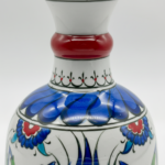 Handmade Ceramic "Bell" Vase (20cm) - Blue Tulips & Red Neck Ring - Traditional Bell Form - Image 5