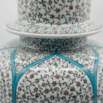 Handmade Ceramic "Shah" Vase (30cm) - Golden Horn Spirals & Dome Lid - Royal Iznik Decor - Image 3