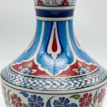 Handmade Ceramic Classic Vase (30cm) - Turquoise Panels & Red Floral Pattern - Mediterranean Summer Decor - Image 4