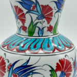 Handmade Ceramic Vase (20cm) - Turquoise Collar & Red Carnations - Classic Iznik Decor - Image 4